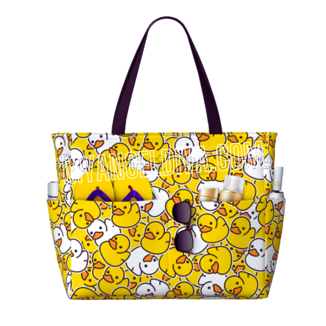 Grand sac de plage en forme de canard en caoutchouc jaune 