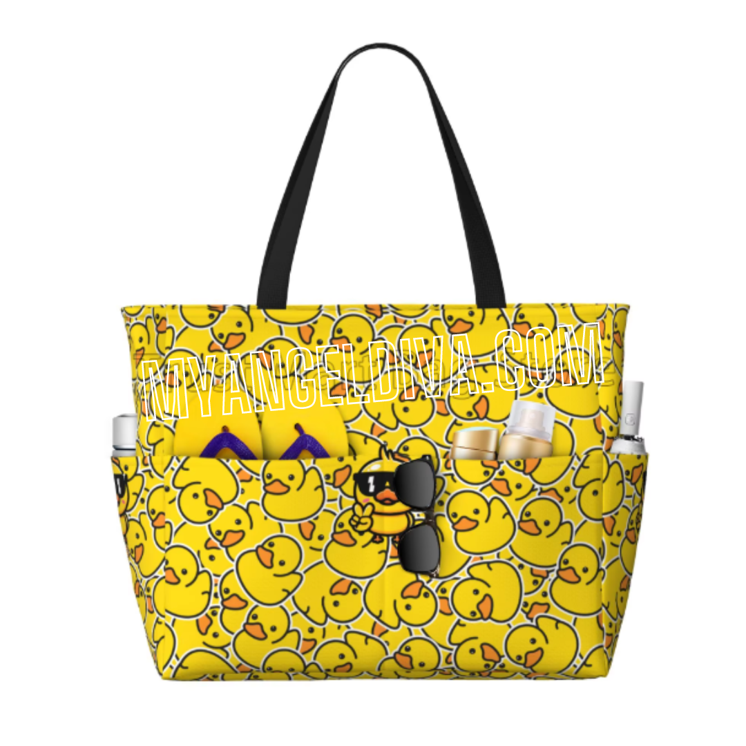 Grand sac de plage en forme de canard en caoutchouc jaune 