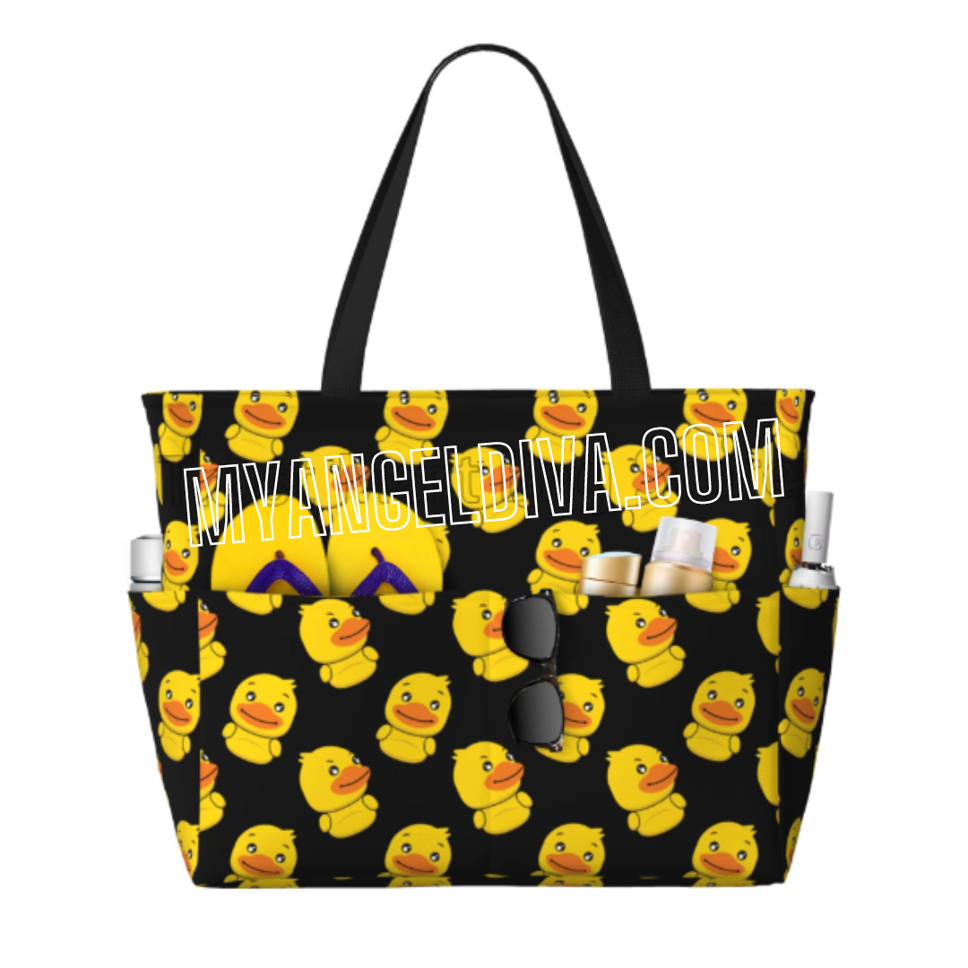 Grand sac de plage en forme de canard en caoutchouc jaune 
