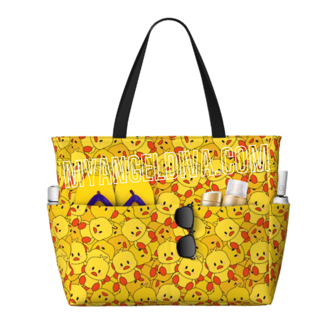 Grand sac de plage en forme de canard en caoutchouc jaune 
