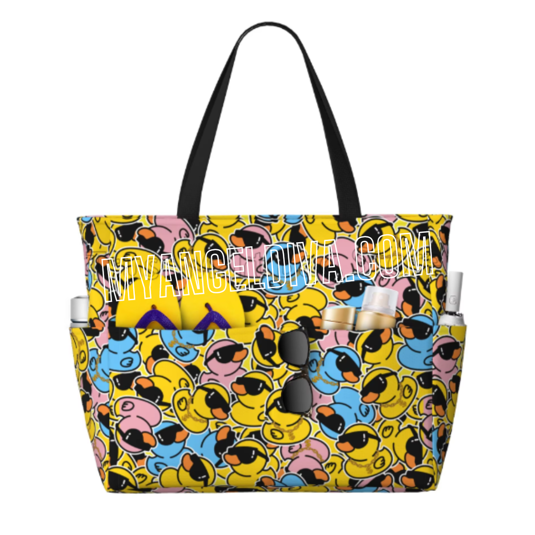 Grand sac de plage en forme de canard en caoutchouc jaune 